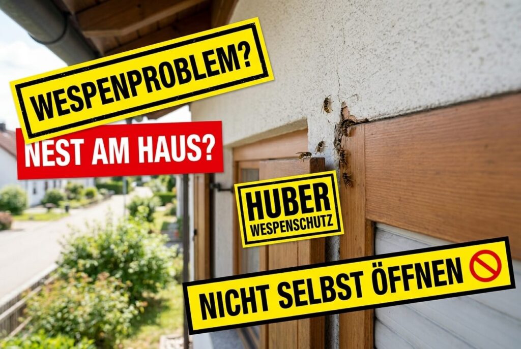 Wespen an einer Hausspalte als typisches Wespennest-Problem